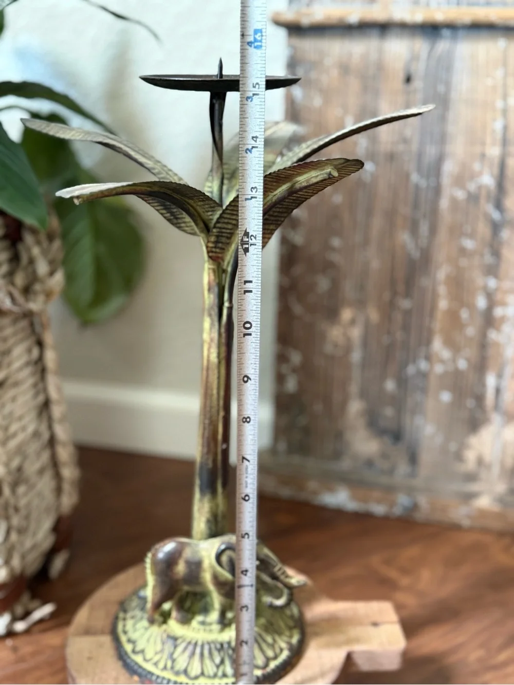 Vintage Metal Elephant Candle Stick 15” Tall